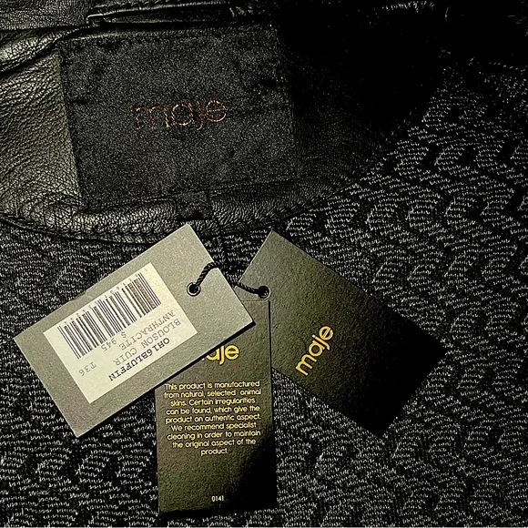 MAJE NWT Women’s Black Leather Jacket.Size 36 (4) - Picture 6 of 8